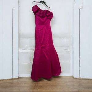 City Studio Pink Ruffled Gown One Shoulder Prom - Size 11/12 NWT